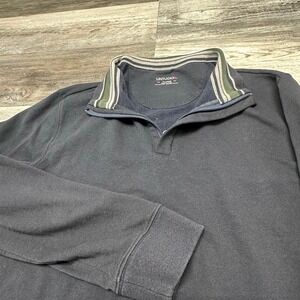 UNTUCKit Navy Blue Men XL‎ Quarter Zip Plain Cotton Heavy Pullover Mock Sweater